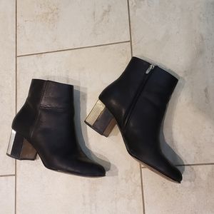 ALDO BOOTIES WITH GOLD-ACCENTED HEEL